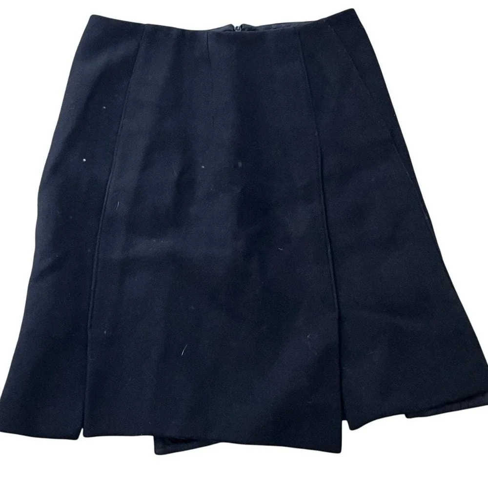 PRADA Designer‎ Black Wool Wide Inverted Box Pleats A-Line Mini Skirt Sz 40